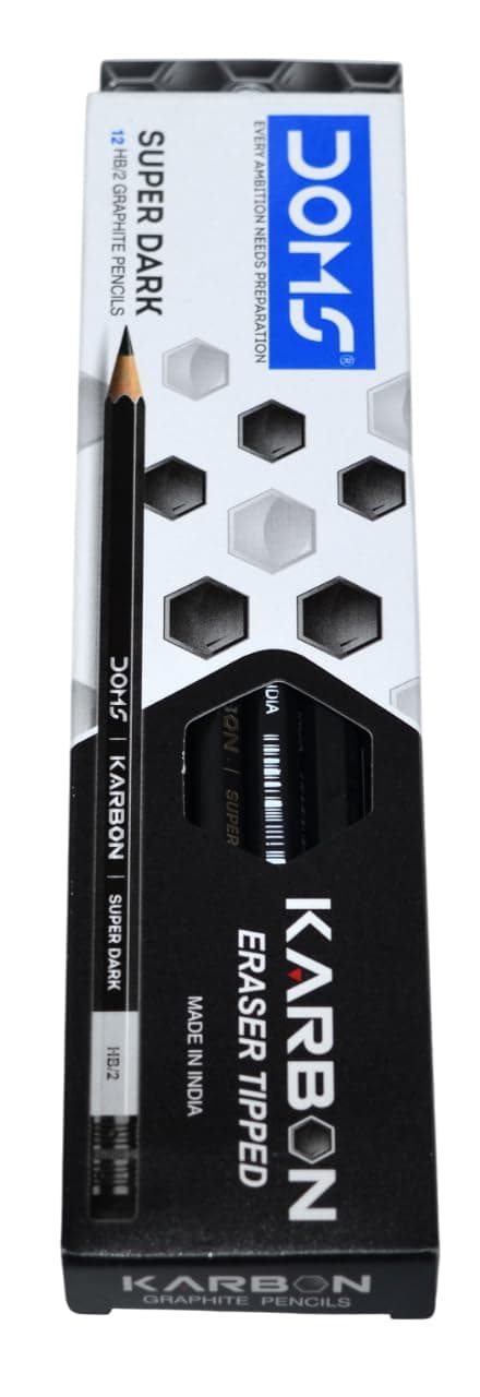 Karbon Eraser-Tipped HB/2 Graphite Pencils Super Dark Pack of 12