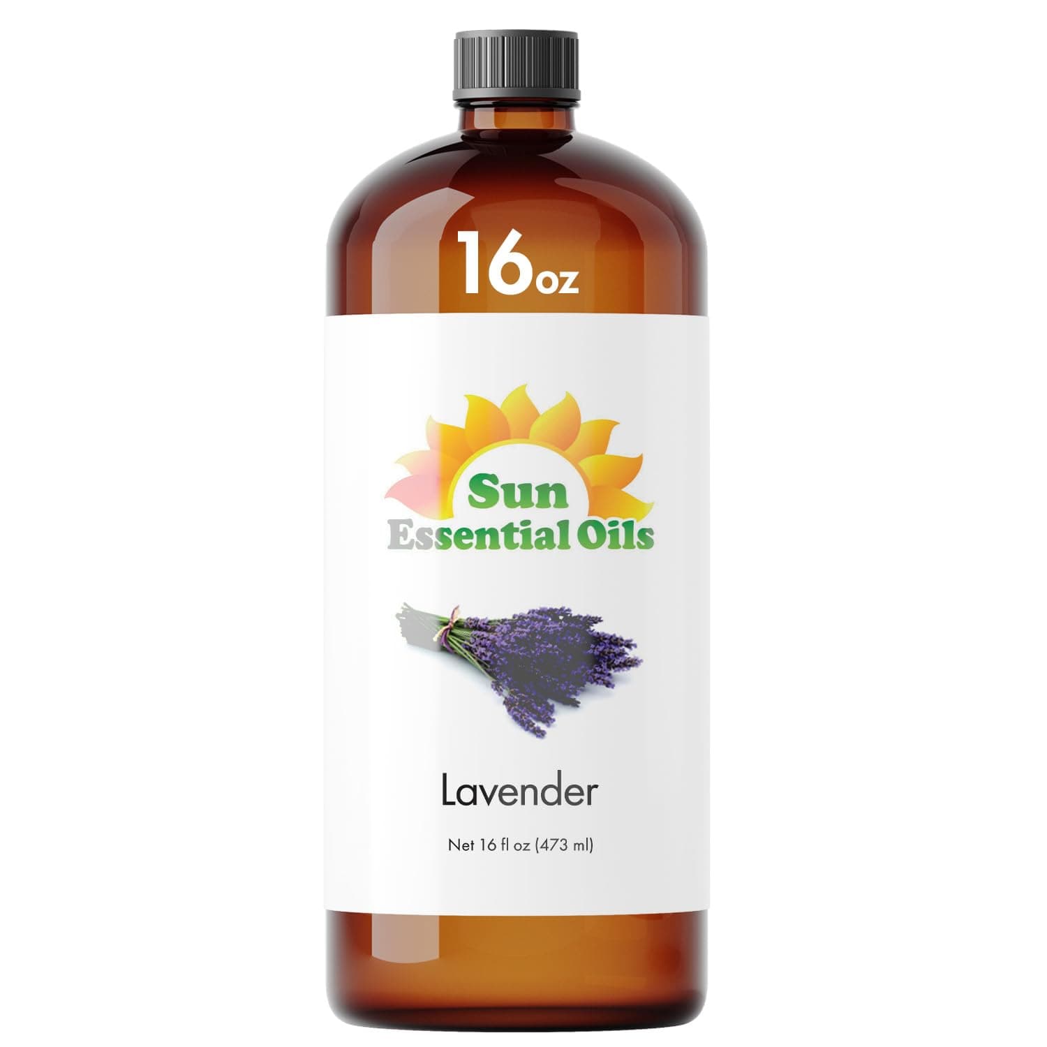 Sun Essential Oils - Lavender Essential Oil 16oz for Diffuser, Relaxation - Aromatherapy Essential Oil - Lavender Essential Oil for Soap & Candle Making - Bulk Essential Oil