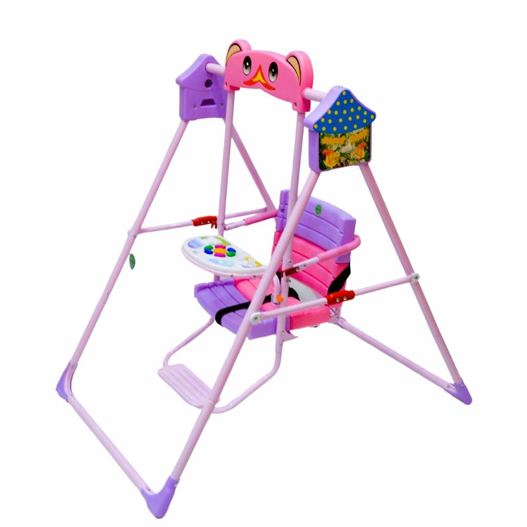 SMR Kids Swing with Music and Triple Fixing Strap, Baby Swings - 102X70X105 cm (Pink)