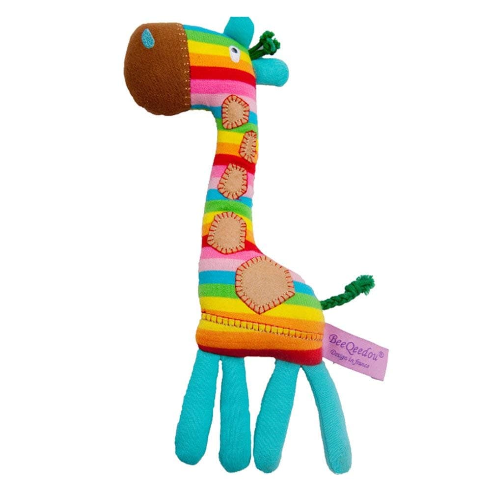 Rainbow Giraffe Baby Bell Rattle Teether Toy Set Grab Shaking Bell Rattle Gift Toy Set Educational Toy for Baby Infant