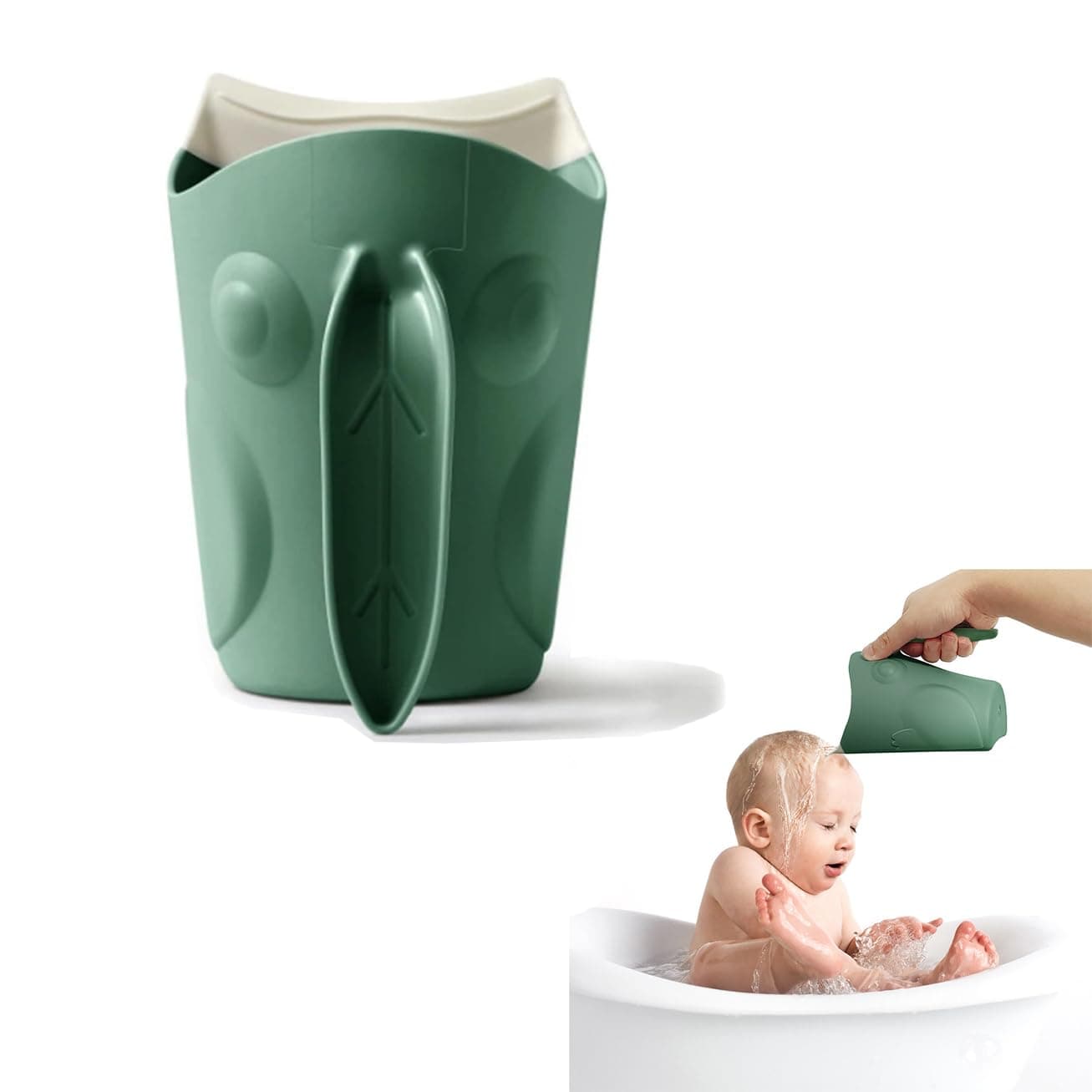 Bath Rinse Cup for Baby, with Diversion Groove,For Frog Shape Baby Bath Cup Hair Shampoo Rinser For Bath Wash Cup Shower Washing