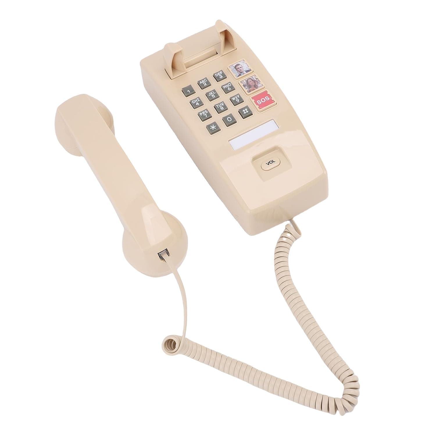 Luocute Retro Wall Phone Easy To Use 3 Levels Volume Wall Mounted Landline Telephone for Home Desk Kitchen Home School