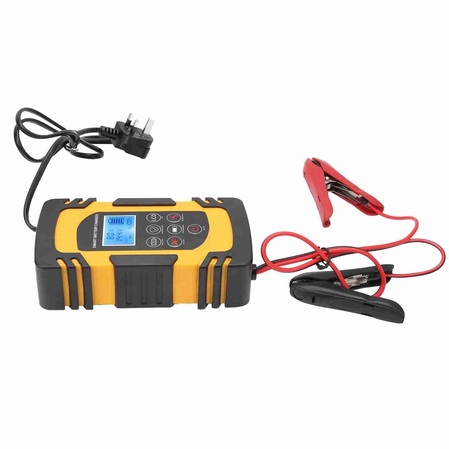 Gearwell Battery Charger, Yellow Smart Car Trickle Charger and Portable Charging Unit for Vehicle Battery Maintenance, Slow Charging, Storage Care and Automotive Power Recovery