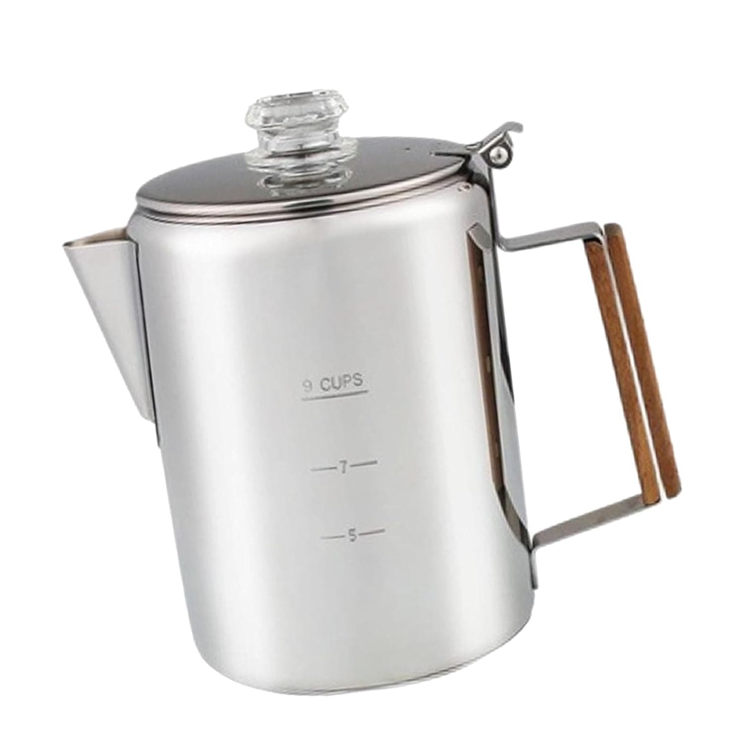 Stainless Steel Coffee Pot, Multi Stove Coffee Server Pot Brewing Stovetop Percolator with V Spout Wood Handle, Ideal for Camping Stove, Ovens & Gas (9 Cup 1400-2000ML)