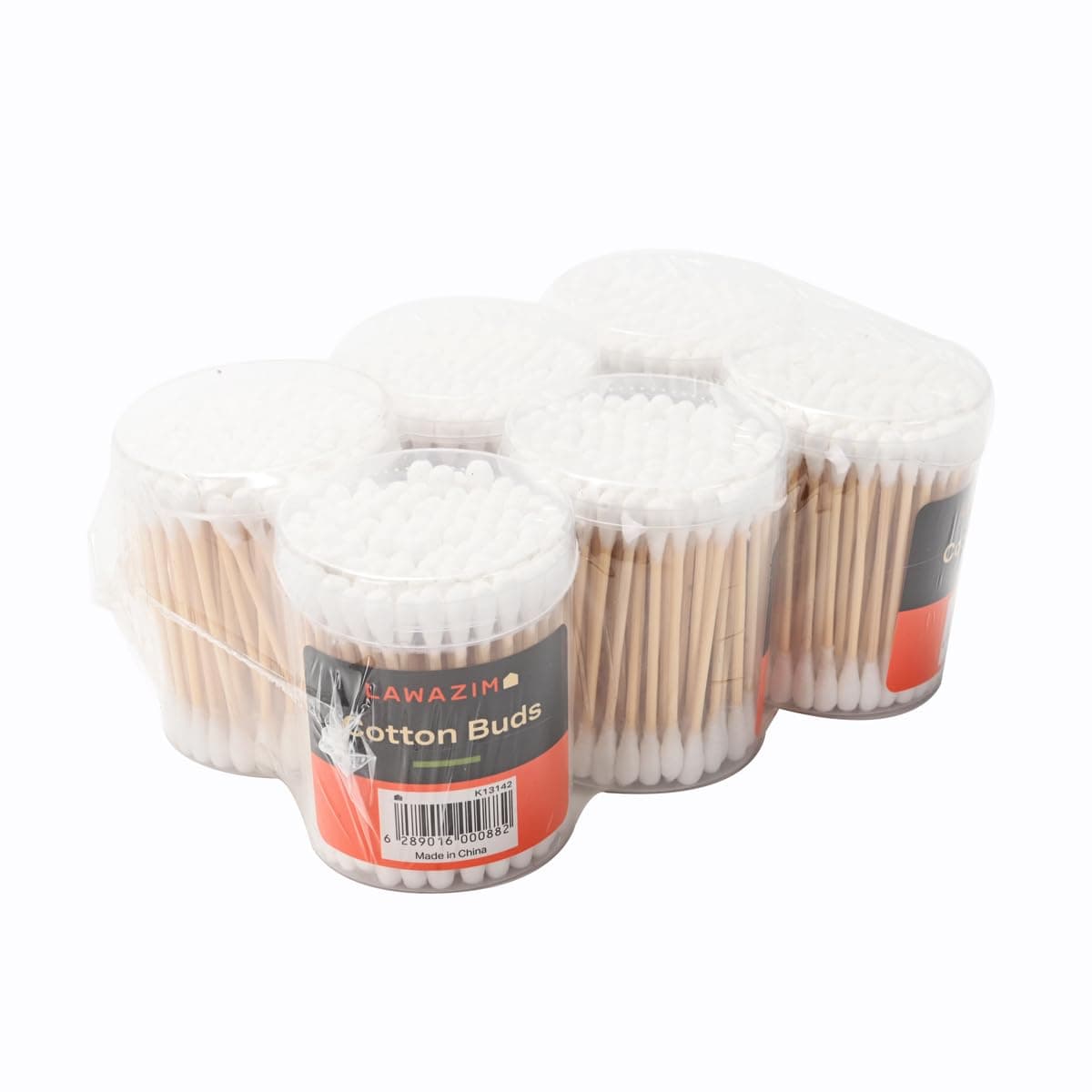 Lawazim Cotton Buds (Pack of 6) - 100% Pure Cotton Swabs, Double-Tipped Wooden Sticks, Soft & Gentle for Hygiene, Ear Cleaning, Beauty Care, Personal Care, Baby Care, and Household Use