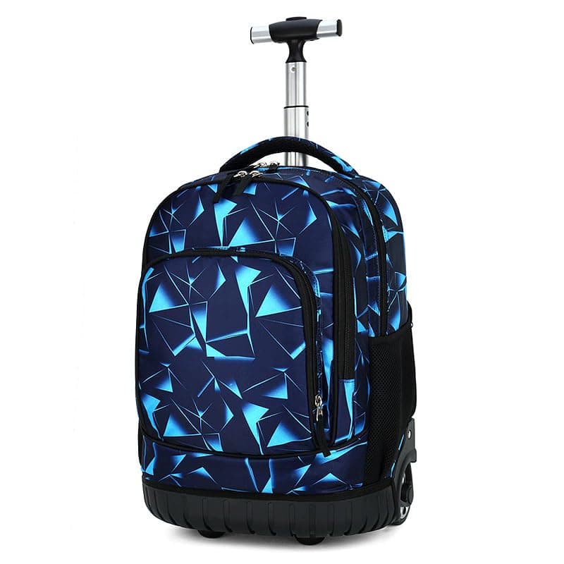 Rolling Backpacks Kids' Luggage Wheeled Bags Kids Trolley School Bags Printed Durable Bookbag (1186-Blue)