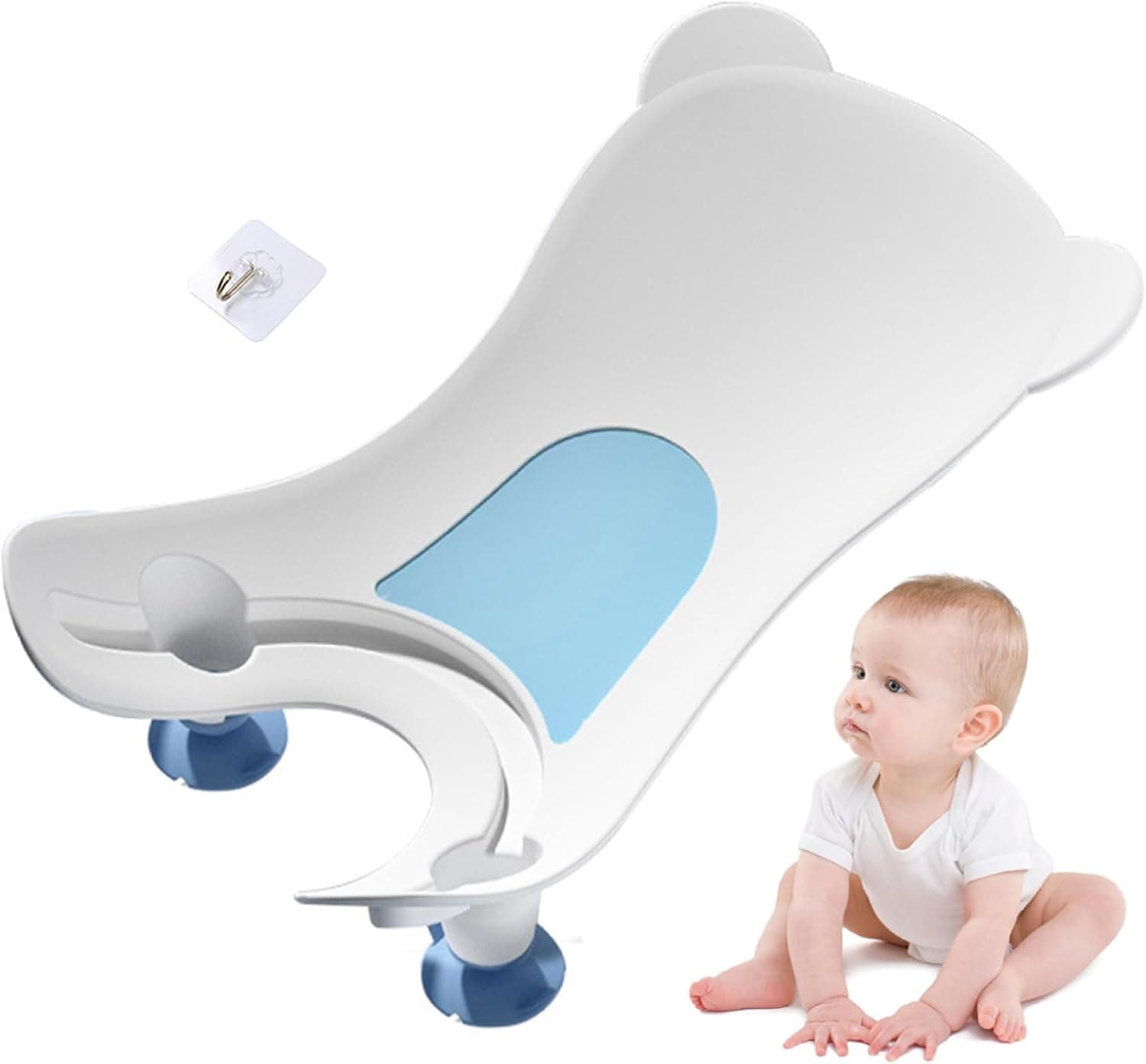 Baby Sink Bath with Suction Cup, Portable Sink Baby Bath with Hanging Hole, Buttock Support Washing Tool for Counter Bathtub Daily Use