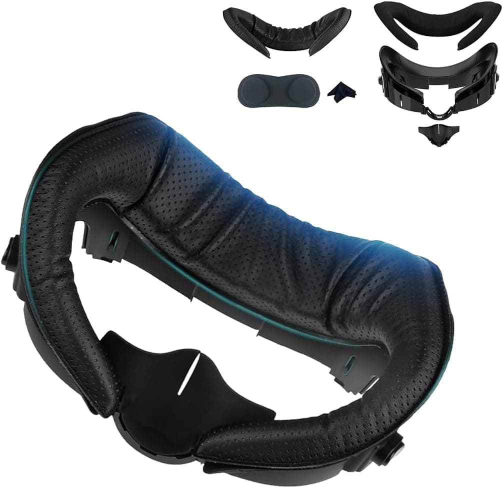 Cover for Meta/Oculus Quest 3 Accessories, with Soft PU Cushion Pad Replacement for Quest 3 and Breathable Ice Silk Cotton, Air Circulation Design