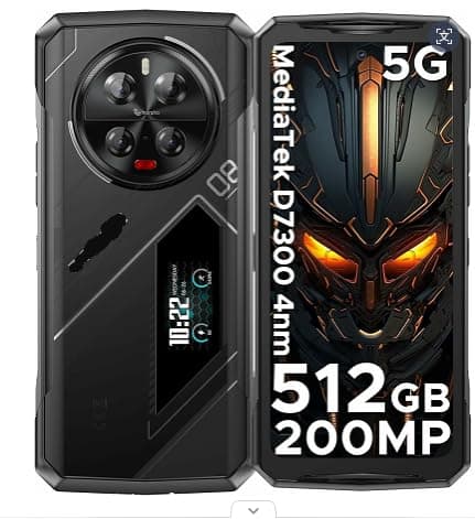 V40 Pro Rugged Phone 16GB + 512GB Night Vision 6.78 Inch Display Dimension 7300 200MP AI Camera 8680mAh 33W NFC 5G Smartphone