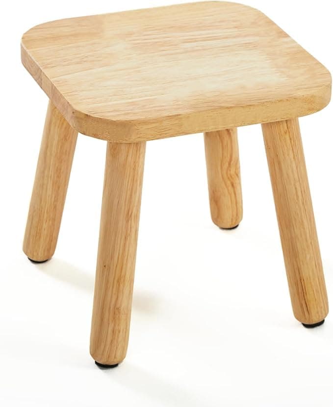 Solid Wood Step Stool for Kids and Adults, Multi-Purpose Short Chair for Kitchen, Playroom, Bathroom, Bedroom, 300 lbs Capacity, 1 Pack