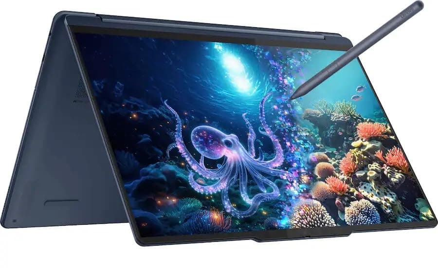 Lenovo Yoga 9i 2-in-1 Aura Edition Laptop, Intel Ultra 7 258V, 14" 2.8K 120Hz 500 nits Glass Touchscreen, 32 GB DDR5, 2 TB SSD, 5MP Camera E Shutter, Linear Pen, Wi-Fi 7, Win 11 - Cosmic Blue