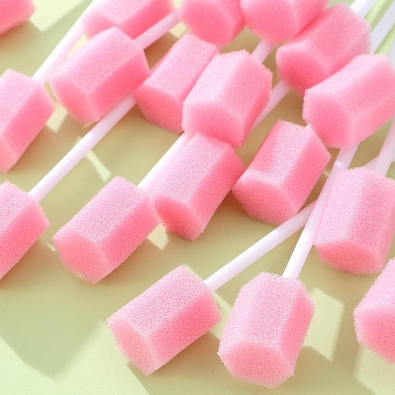 100pcs Disposable Oral Care Swabs, Oral Swabs For Speech Therapy, Toothette Oral Swabs, Mouth Oral Swabs (Pink)