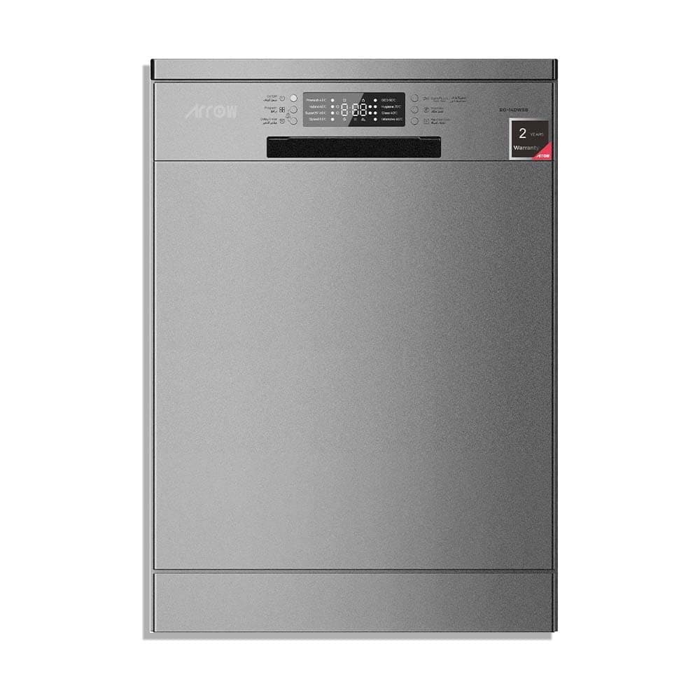 Arrow 14-Setting Dishwasher, 60cm Freestanding/Semi-build in,Residual heating & dry, Colour-Dark Gray, Model: RO-14DWSB