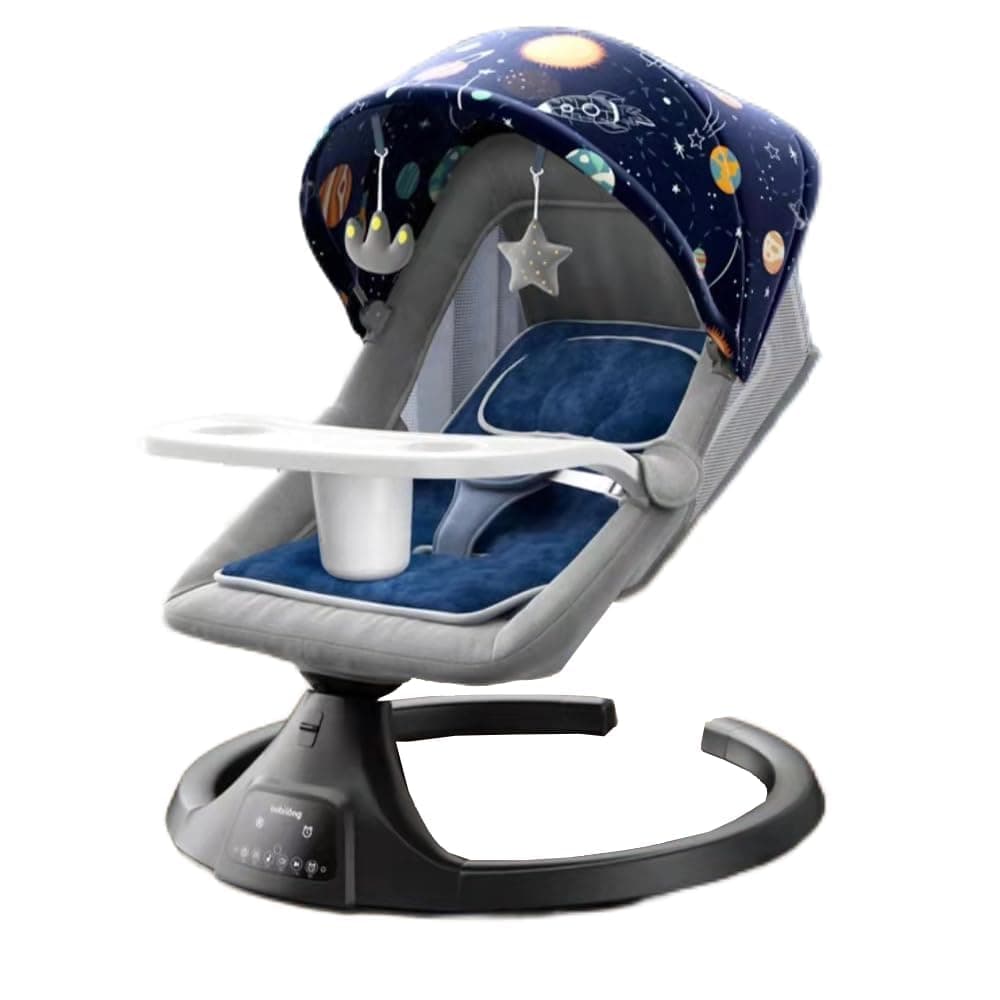 Electric Baby Swing with Remote Control, 4 Speed & 4 Position Infant Rocker, Bluetooth Music, 10 Lullabies, Lie-Flat Design for Spine Support, for Newborns to 24 Months (Blue)