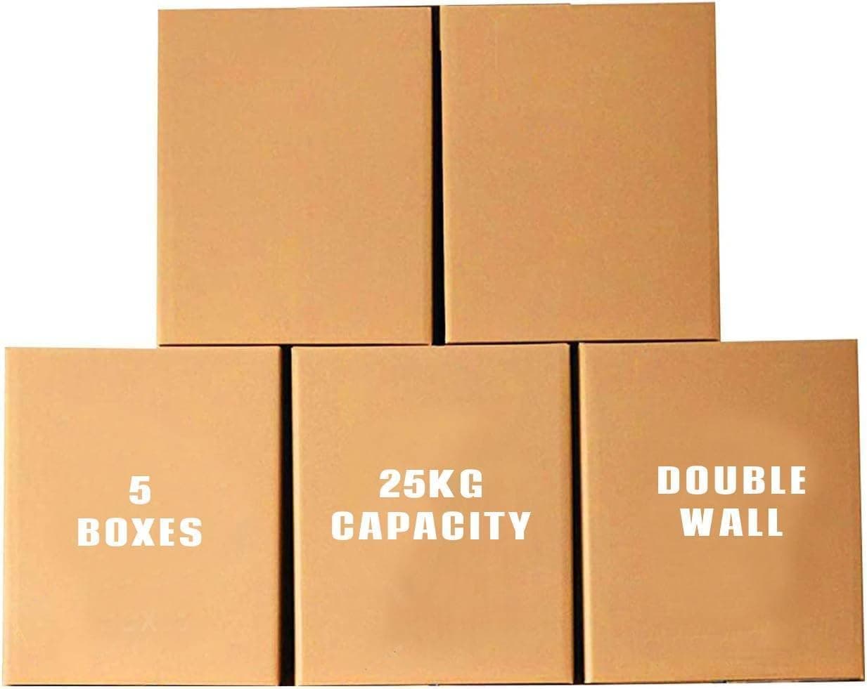 ECVV [5pack] Carton box, Cardboard, for moving shipping and packing Double Wall 100% Recyclable Corrugated Cardboard Moving Boxes (45x45x45cm)