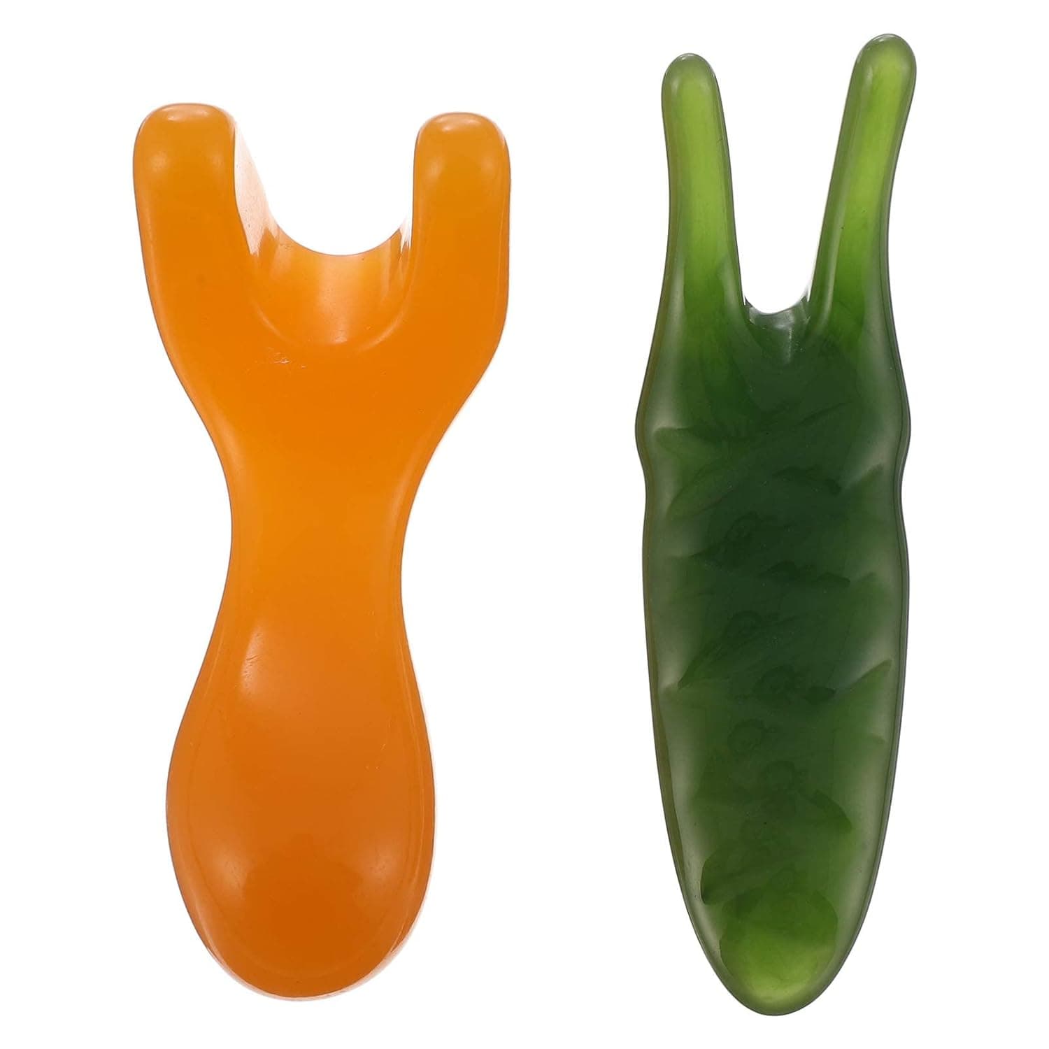 ELECDON 2 Pcs Natural Resin Gua Sha Massage Tool Set for Face, Neck & Body - Spa Acupuncture Therapy Board for Relaxation & Wellness