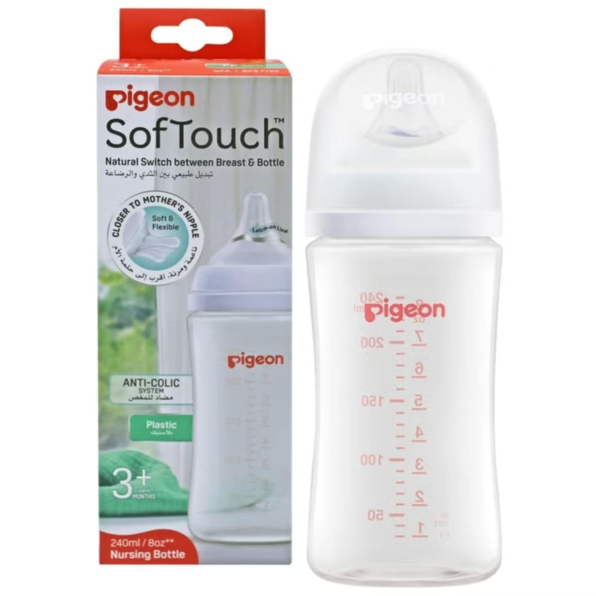 Pigeon Softouch Wide Neck Nursing Bottle Plastic 240 ml