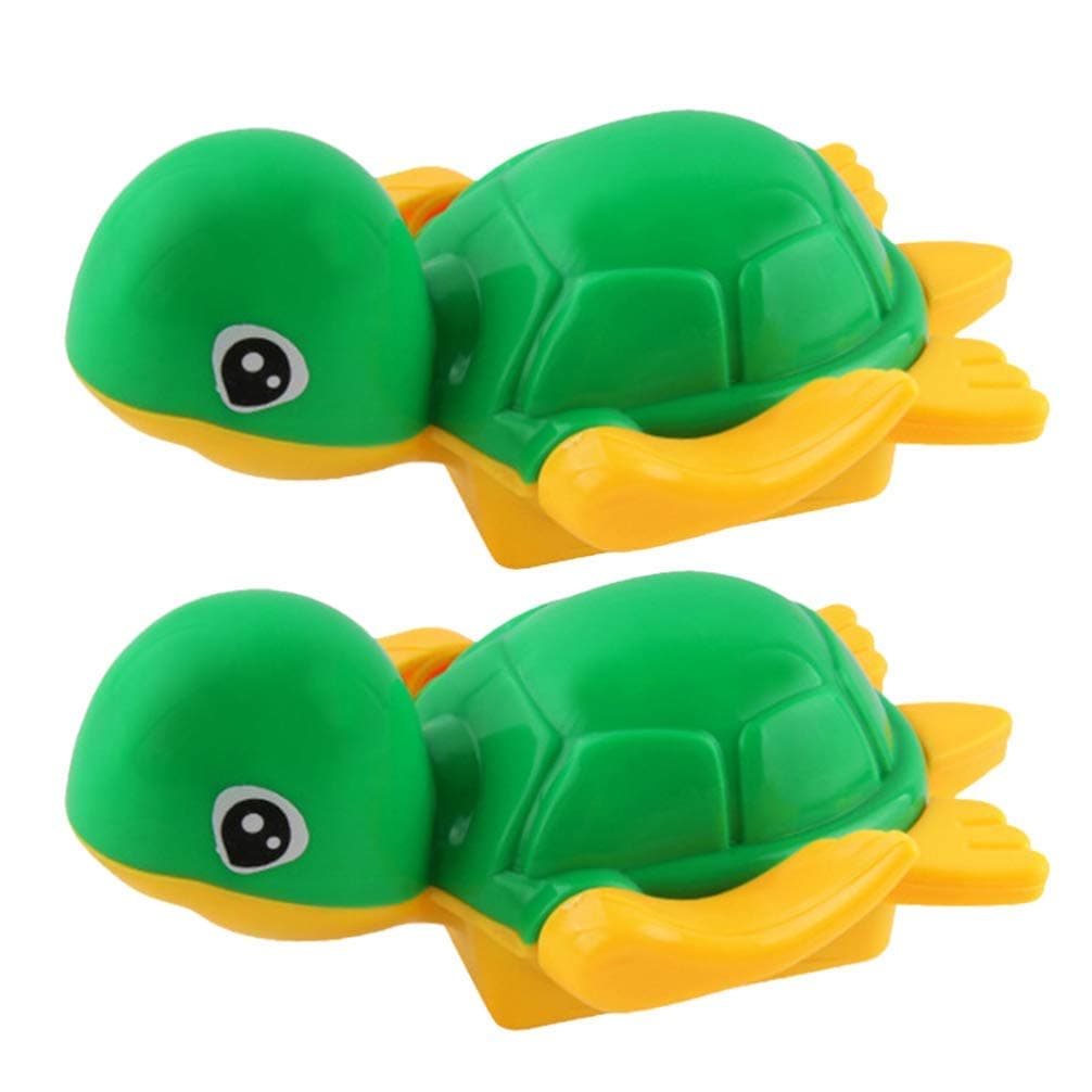 2pcs Bath Toy Baby Floating Tortoise Shape Wind-up Toy Bathtime Shower Bathroom Bathtub Swimming Pool Beach Toy for Toddlers Infants Kids