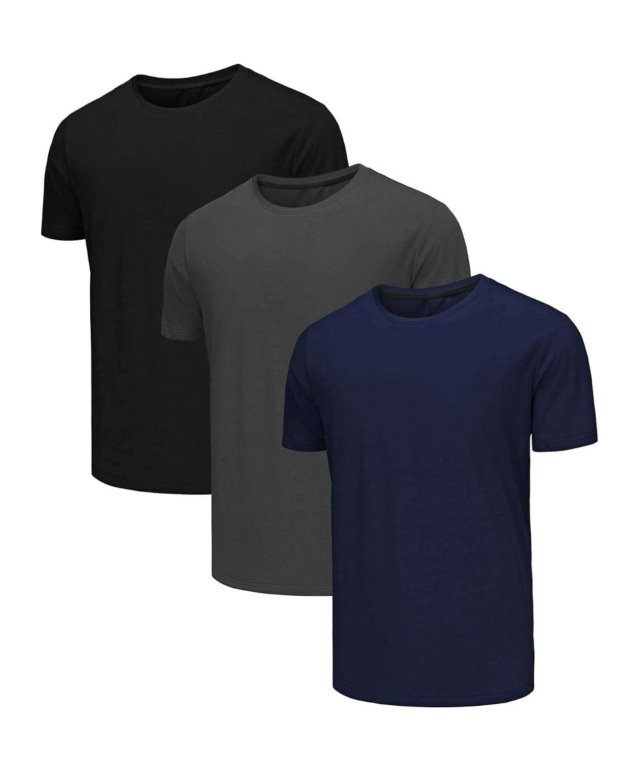 Zoofly Mens Cotton T Shirt Short Sleeve 3 Pack Crew Neck Plain T-shirts Basic Tee Shirt Top for Men