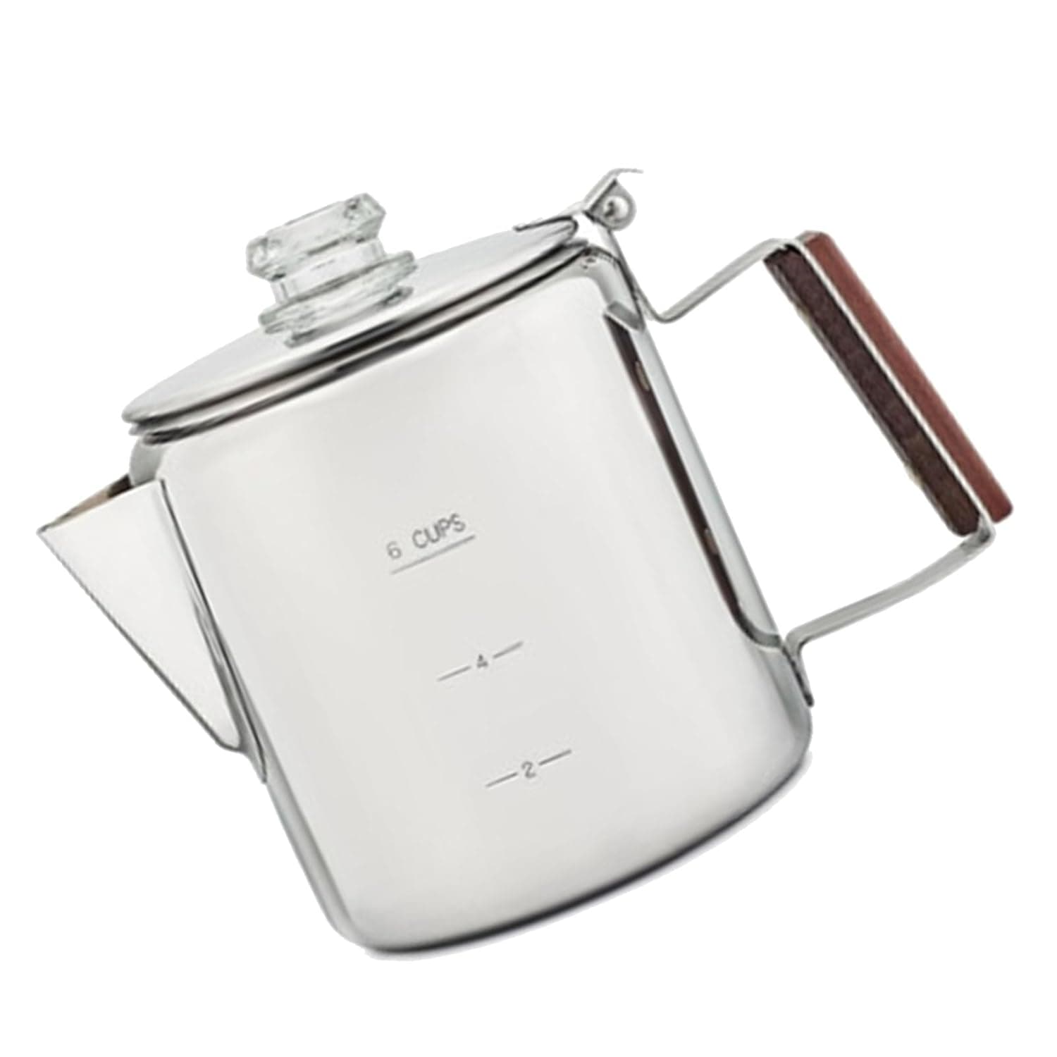 Stainless Steel Coffee Pot, Multi Stove Coffee Server Pot Brewing Stovetop Percolator with V Spout Wood Handle, Ideal for Camping Stove, Ovens & Gas (6 Cup 900-1500ML)