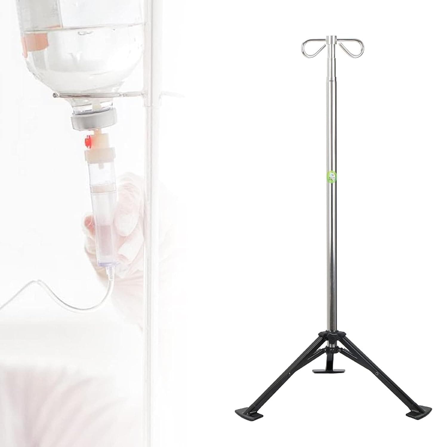 IV Pole Stand, Stainless Steel IV Pole Drip Stand, Height Adjustable IV Drip Pole with Tripod, Foldable Infusion Stand for Elderly Home Care, Hospital and Clinic