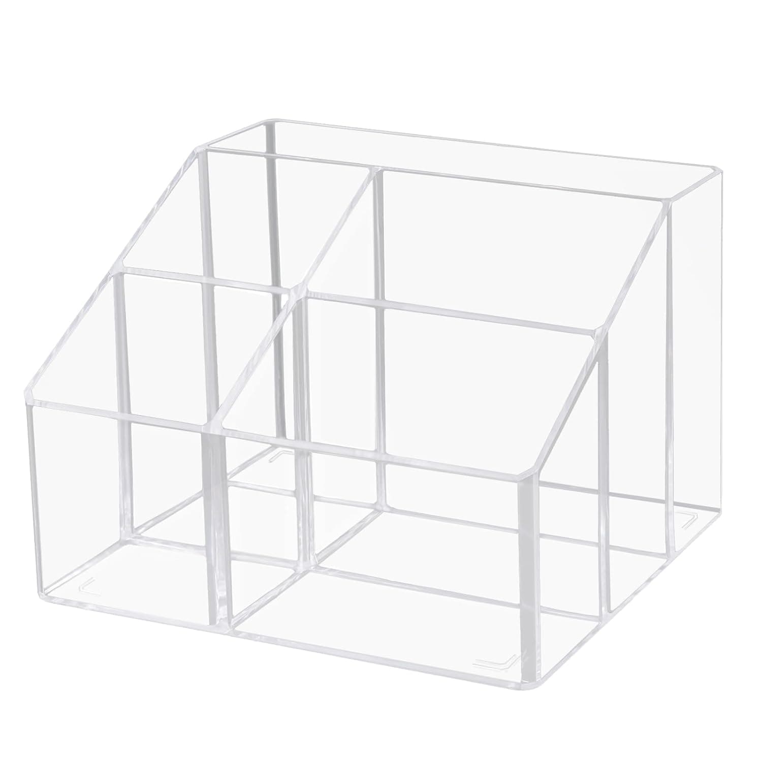 Joyzzz Acrylic Desk Organizer, Clear Office Organizer with Multiple Compartments, Desktop Accessories for Stationery Makeup Brushes Office School Home Organization