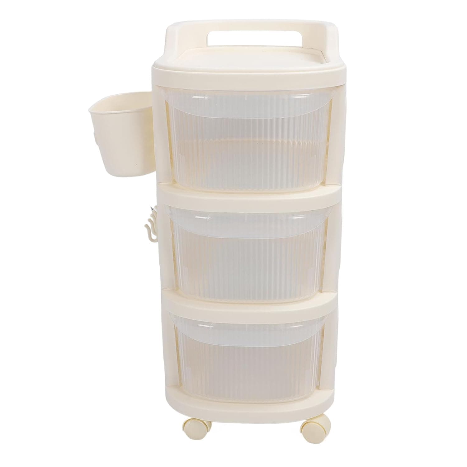 Hidyliu Diaper Changing Cart with Wheels for Newborn, Essential Storage Organizer, 3 Layer Trolley with Sturdy Design for Nursery Use