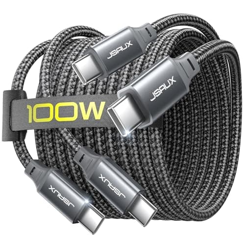 كابل من JSAUX بطول 3 متر نوع USB-C متوافق مع آيفون 16 و15 وجالكسي S24 وS23 وماك بوك وآيباد برو