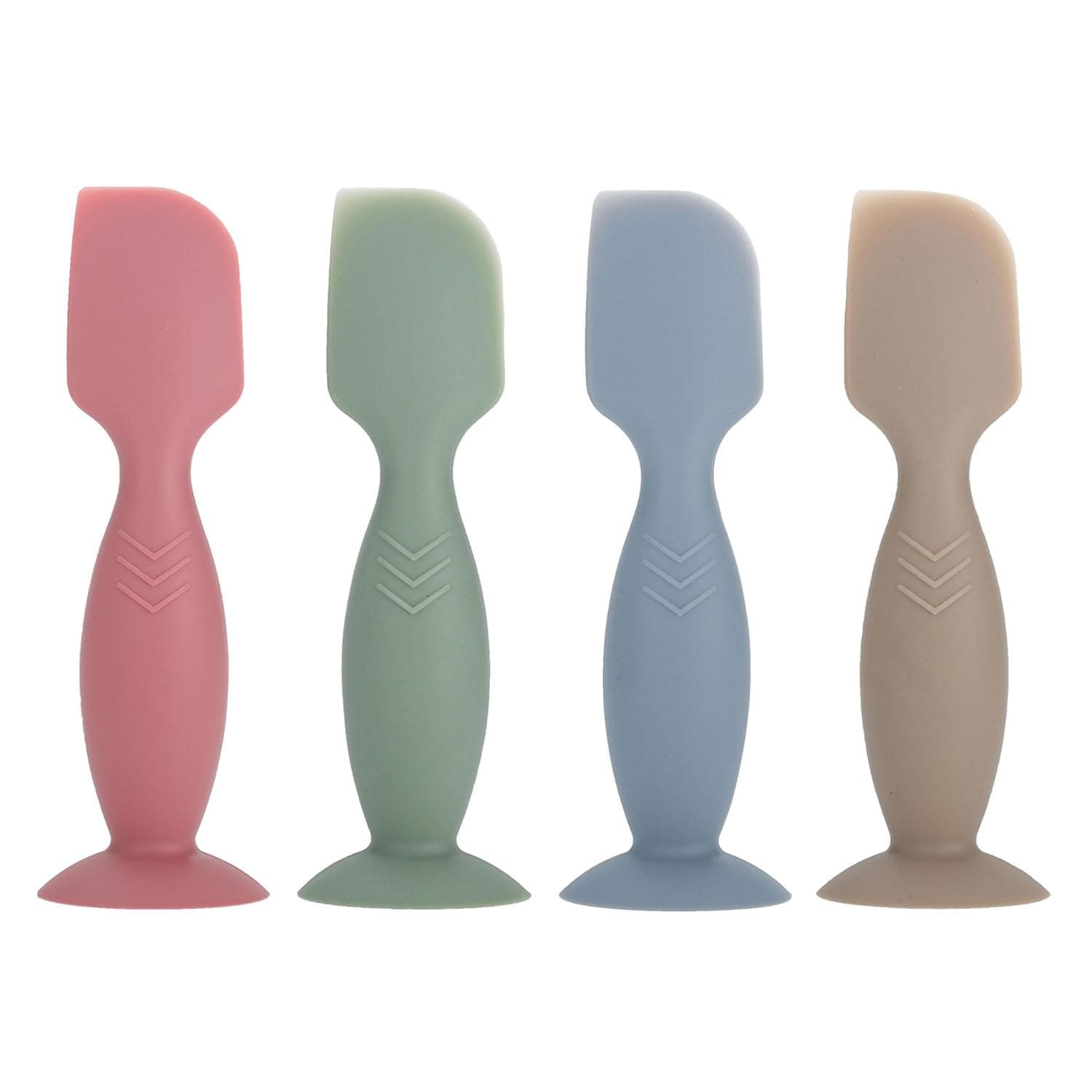 ALMEKAQUZ 4 Pack Mini Baby Diaper Cream Spatula Applicator, Soft Silicone Baby Butt Paste Spatula Diaper Cream Brush with Suction Cup Base (Red, Green, Cyan, Brown)