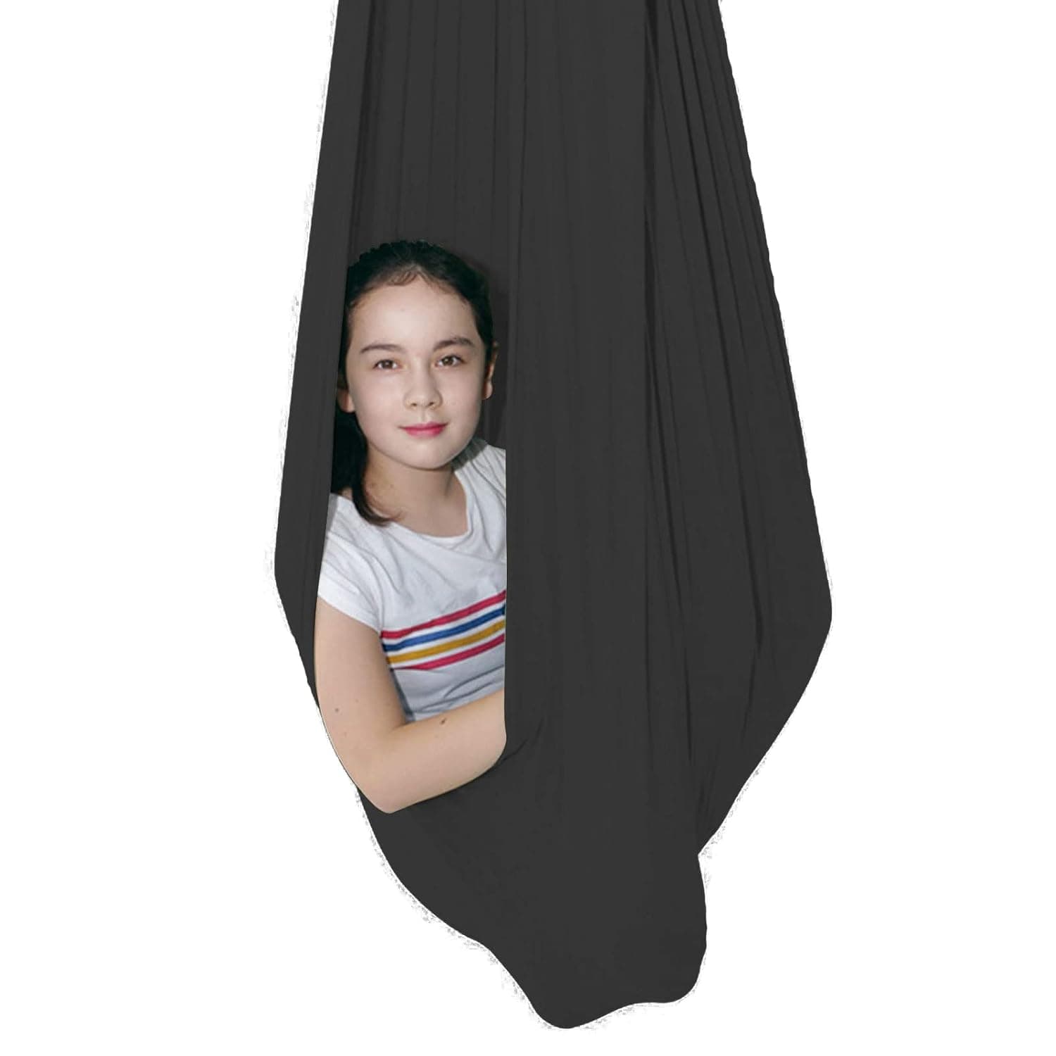 Sensory Swing for adults Indoor kids Therapy Swing Calming Snuggle Hammock durable soft strong fabric swing Best suited for children with SPD Autism and Asperger (Color : Black, Size : 1.5M x 2.8M)