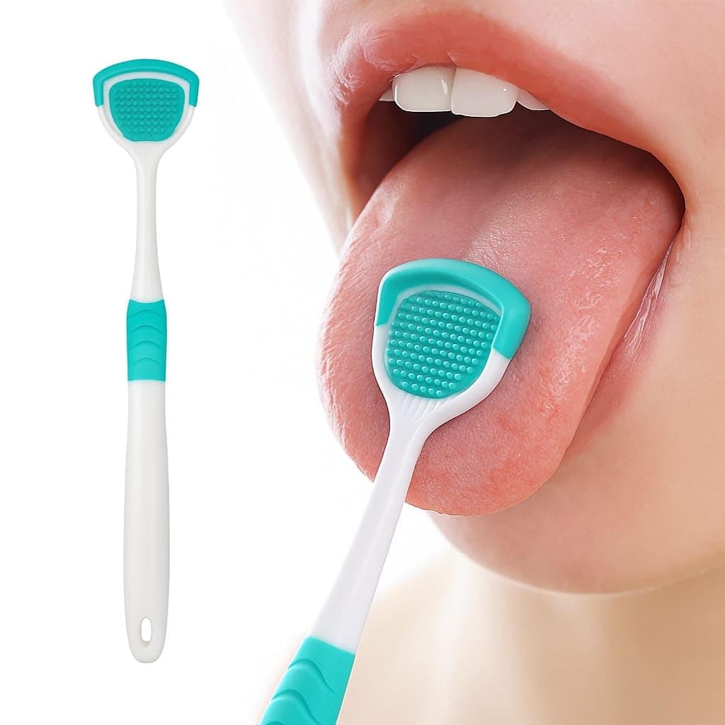 Plastic Tongue Cleaner Brush with Silicone Head - Control Bad Breath Oral Irrigator Dental Care Tool for Fresh Air (Turquoise)