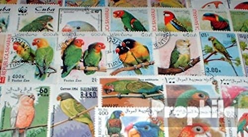 Prophila Collection Motivations 50 Different Parrots Stamps (Stamps for Collectors) Birds