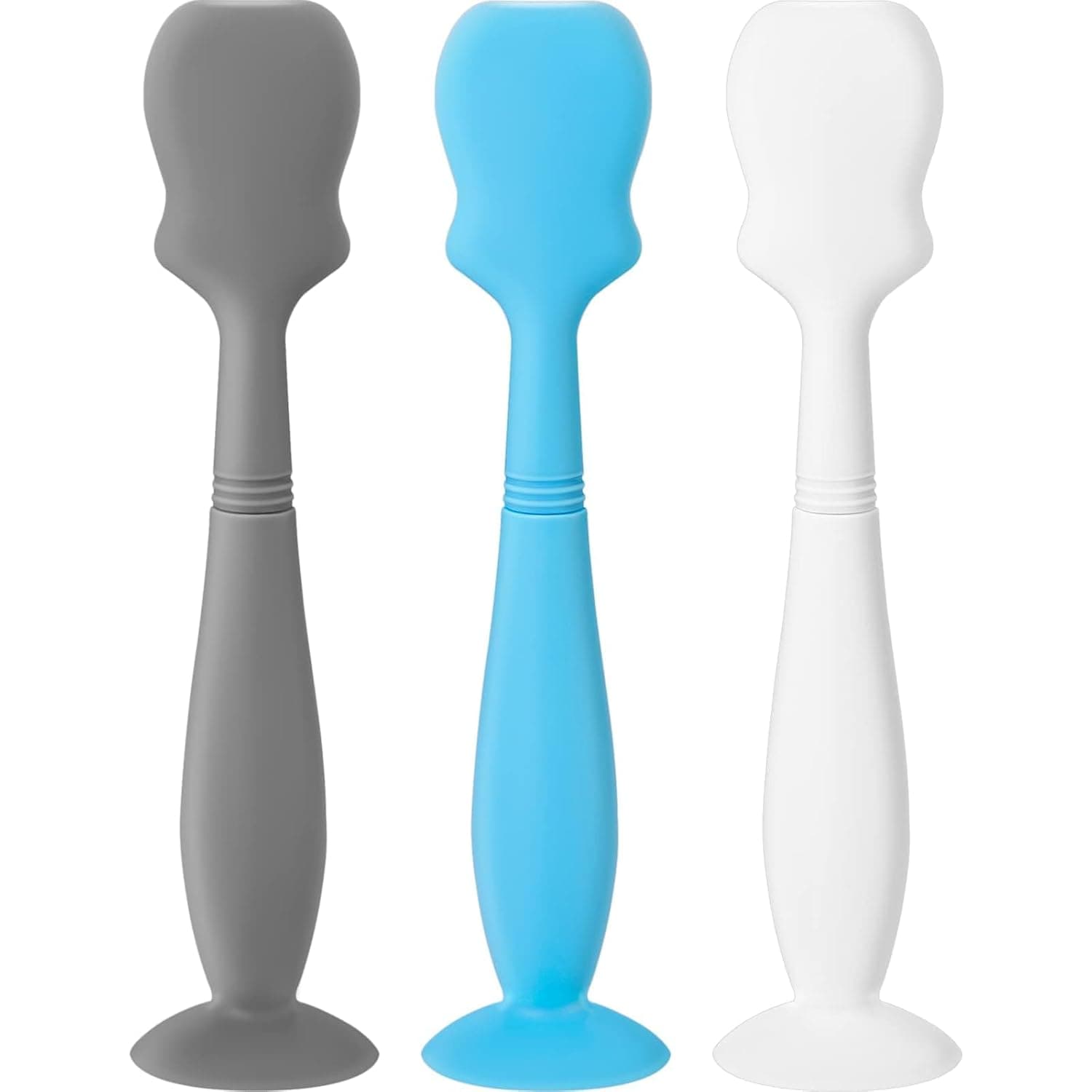 Joyzzz Diaper Cream Applicator, 3PCS Soft Silicone Bum Brush Set for Baby Rash Care, Hygienic Cream Applicator for Newborns, Essential Baby Care Kit (Blue, Gray, White)
