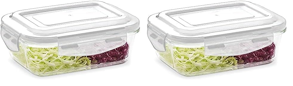 BOROSIL KLIP-N-STORE RECTANGULAR GLASS STORAGE CONTAINER WITH AIR TIGHT LID FOOD STORAGE CONTAINER MICROWAVE SAFE CONTAINER 2.0 LITER (Pack of 2)