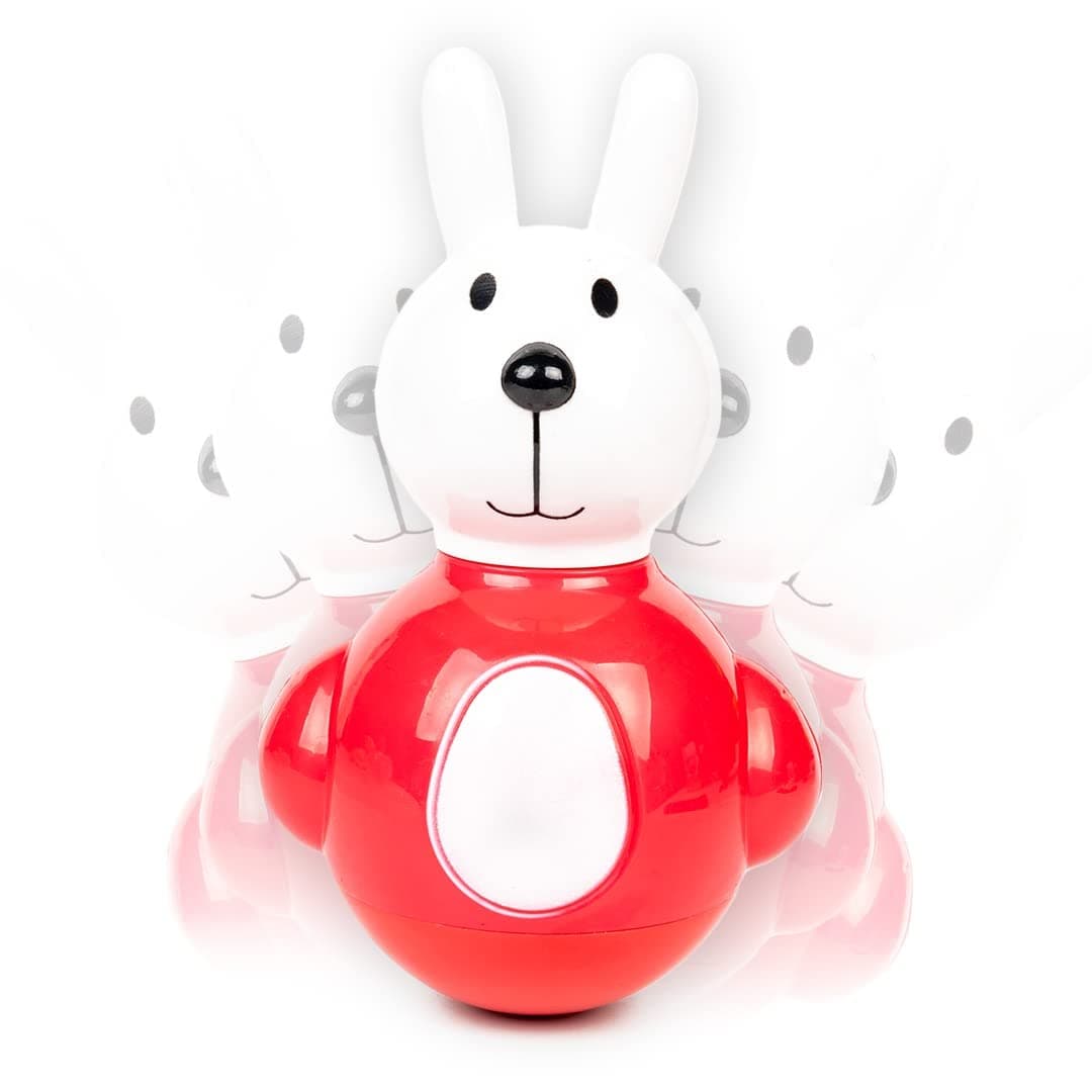Ratna's Bunny Roly Poly Push and Shake Wobbling Bell Sounds Musical Rattling Toy for Infants (Multicolour)
