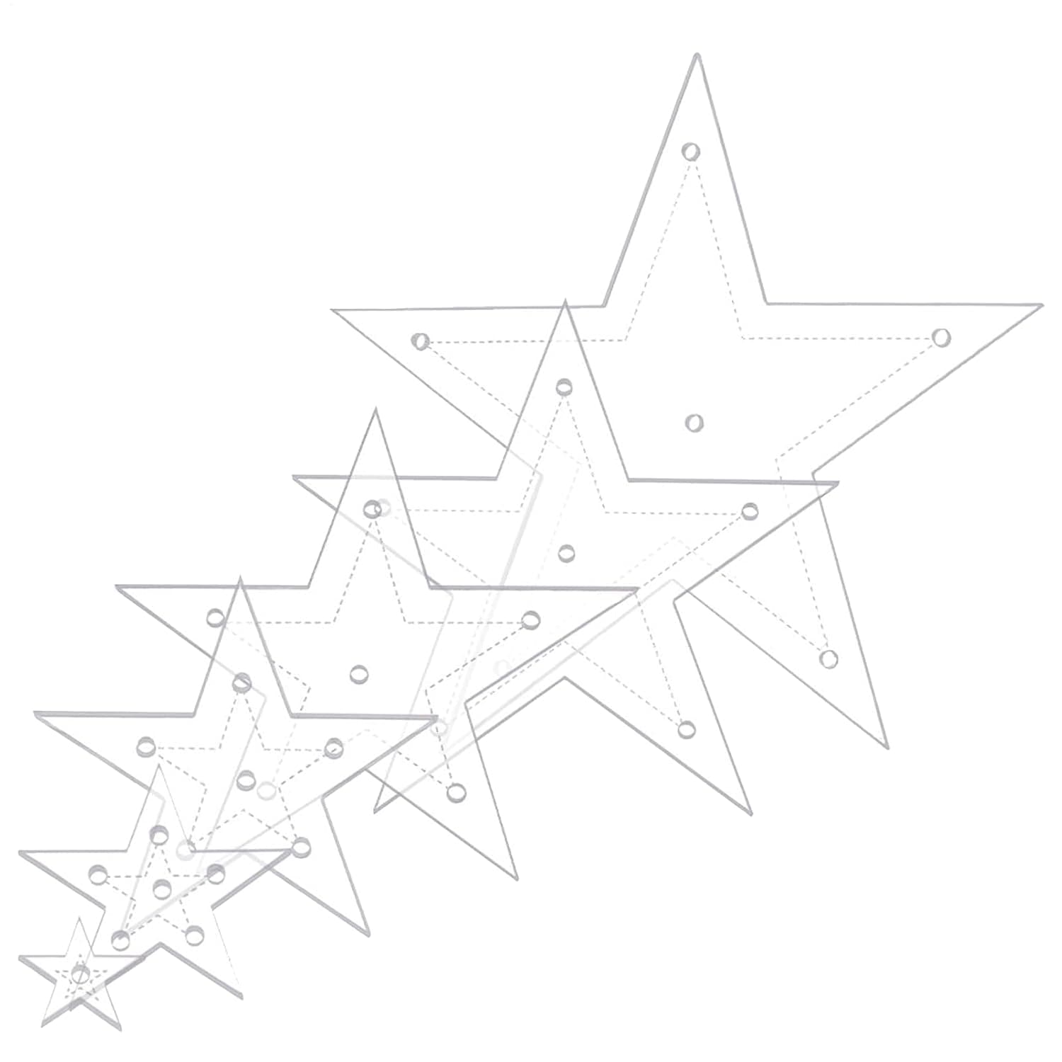 Star Sewing Template Non-Slip Precise Clear Pentagram Stencil | 6 Pieces Quilting Sewing Ruler Crafts Template for Knitting Crafts Supplies, Binding, Weaving, Scrapbooks, Drawing, Cropping