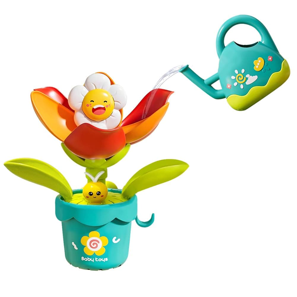 Baby Bath Toy Flower Watering Can Pool Bath Tub Toy with Strong Suction Cup for 6-12m 12-18m Infant Baby Age 1 2 3 4 Years Old Toddlers Boys Girls, BPA Free, Kids Shower Gifts