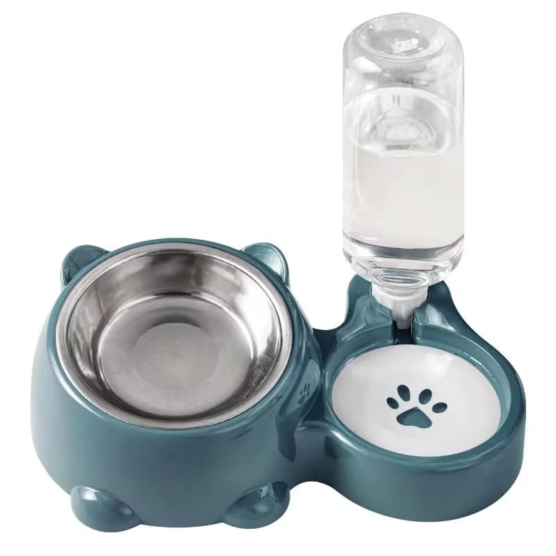 2-in-1 Cat And Dog Food Bowl Automatic Gravity Water Dispenser. Double Pet Feeding Set for Small And Medium Dogs Cats وعاء طعام ومياه للحيوانات الأليفة