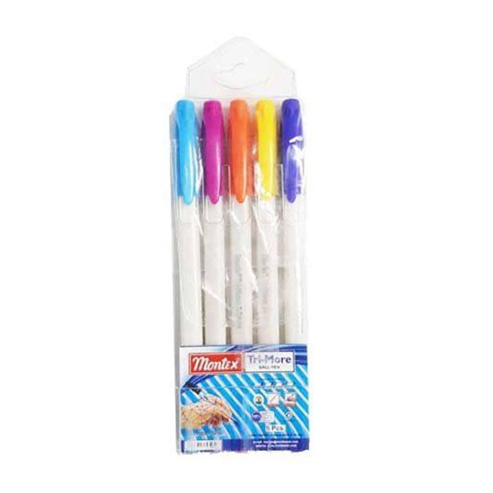 Montex Trimore Ballpoint Pen 5 Pieces, Multicolor