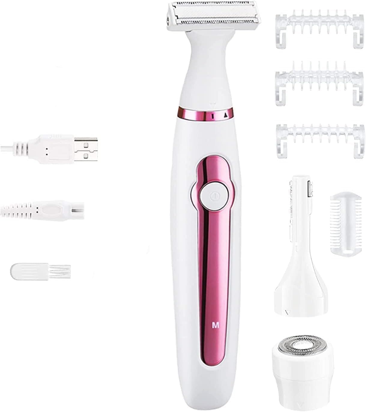 Electric Shaver for Women, 3-in-1 USB Rechargeable Facial Hair Remover with Foil Shaver, Gentle Eyebrow Nose Lip Trimmer, Portable Body Groomer for Travel and Home Use