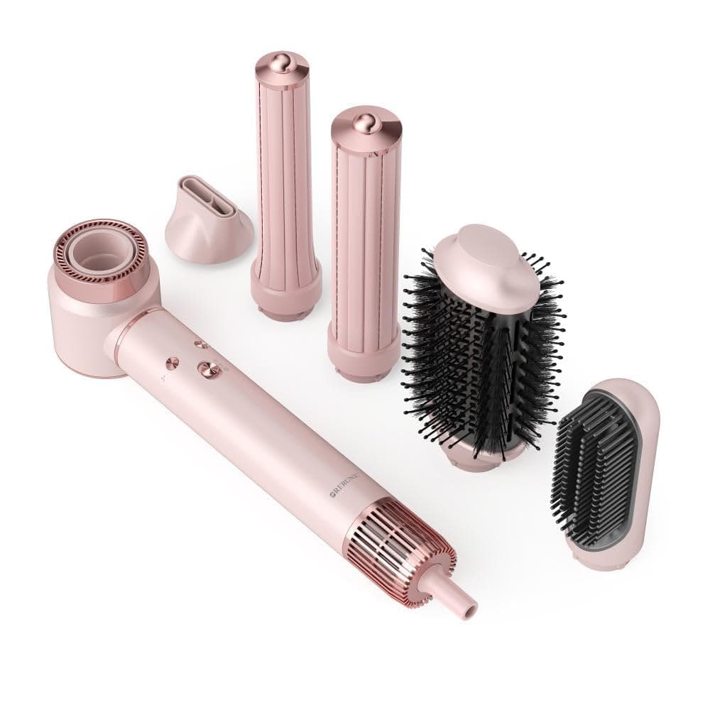 مصفف شعر احترافي 7 في 1 بقدرة 1300 واط بمحرك كهربائي عديم المسفرات (BLDC) و3 مستويات حرارة مع 3 سرعات، لون زهري