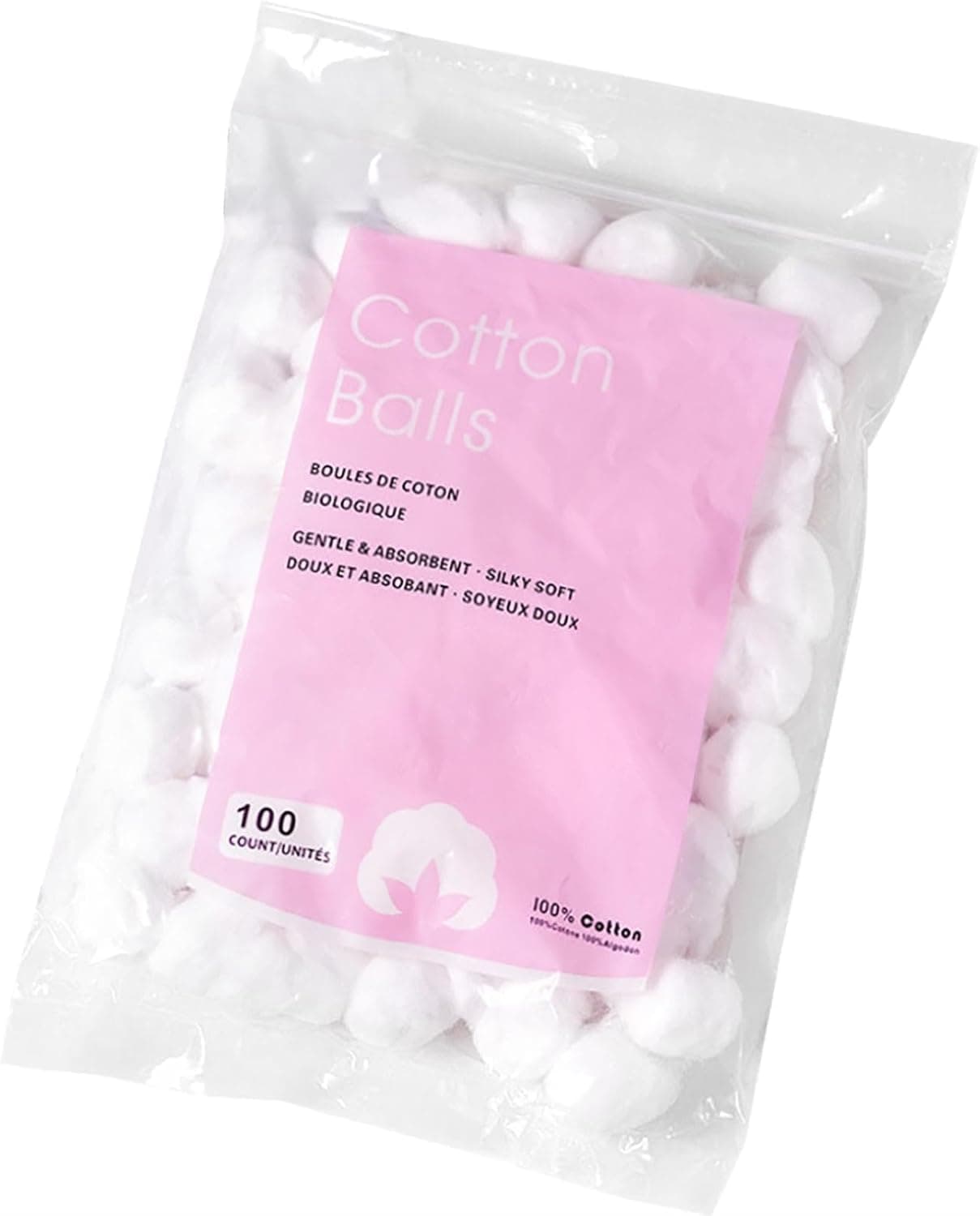 X spring Pure Cotton Balls, 100 PCS Multipurpose Cotton Pads, Ultra Soft for Removal and First Aid, Unbleached & Chemical-Free for Baby Care