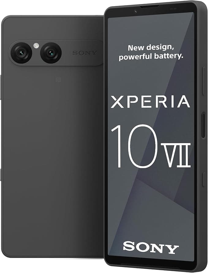 Sony Xperia 10 VII – 6.1" 19.5:9 OLED display with 120 Hz, 5,000 mAh battery, 16 mm ultra-wide-angle lens, 3.5 mm audio jack, Android 15, IP65/68, Dual SIM hybrid, Charcoal Black