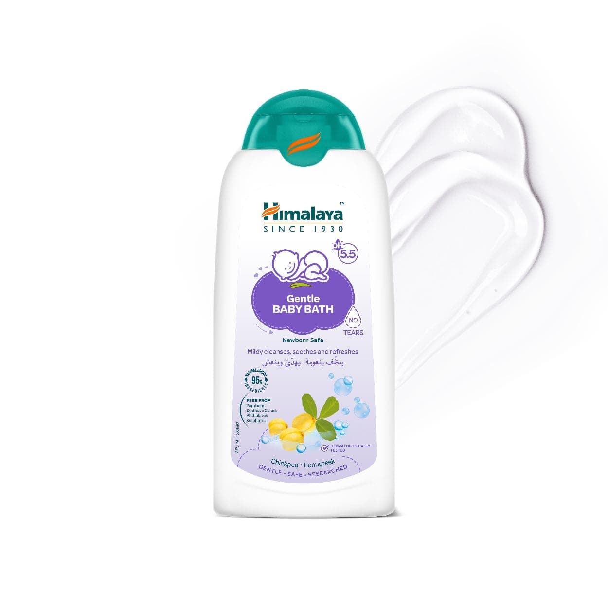 Himalaya No Tears Gentle Baby Bath, 400ml – Gently Cleanses & Soothes with Chickpea & Green Gram | Skin-Friendly pH, Mild Fragrance | Free from Alcohol, Parabens & Sulphates