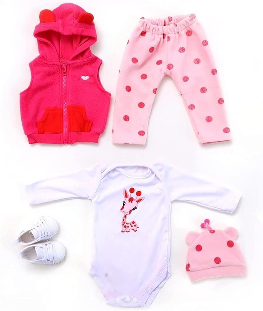 THE WHITE SHOP Reborn Baby Dolls Clothes Little Lion 6pcs Outfit Accessories for 20-22 Inch Newborn Baby Doll Girl&Boy Baby Doll Clothing Lion Design Element Set (Red)