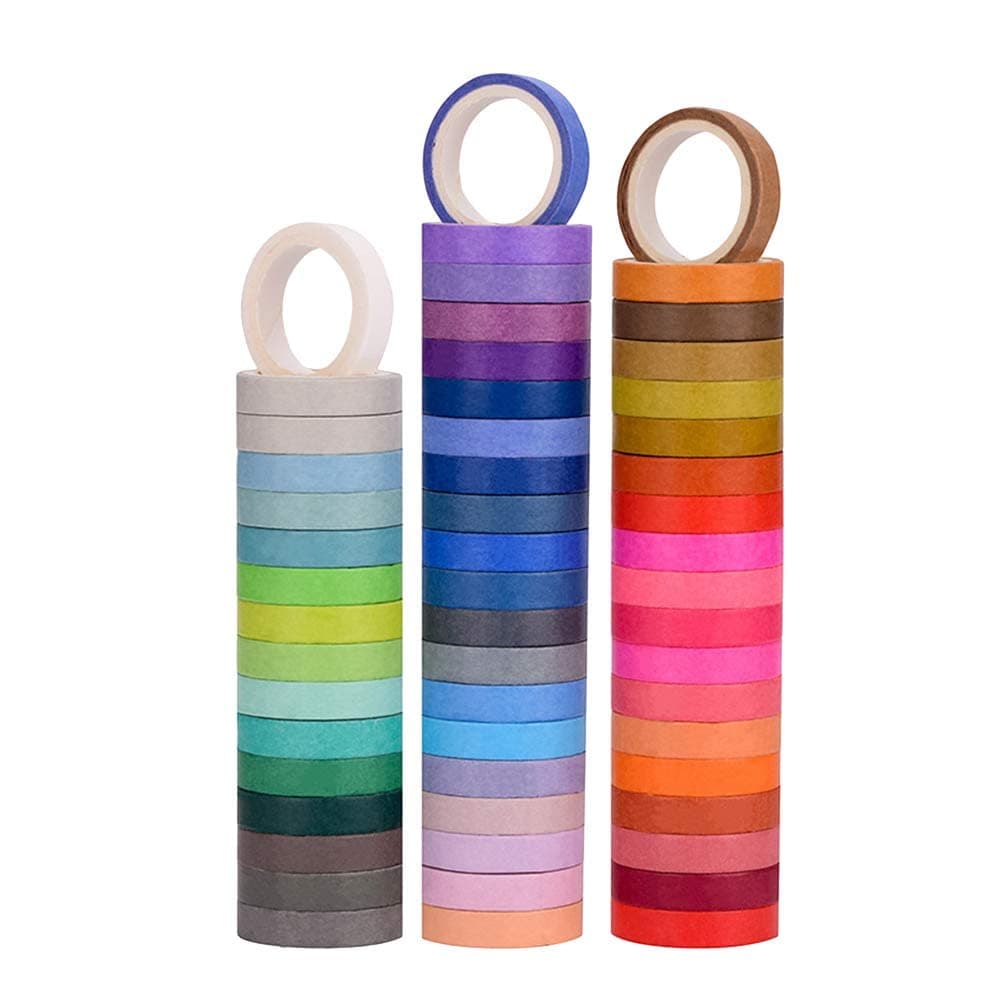 Washi Tape Set Colorful Masking Tape Arts Crafts Labeling Coding DIY Decorative Gift Wrapping Planners Office Supplies 60 Roll