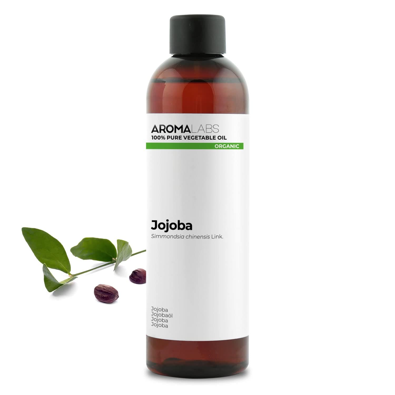 AROMA LABS ORGANIC - JOJOBA Oil - 250mL - 100% Pure, Natural, Cold Pressed And Cosmos Certified - (French Brand)