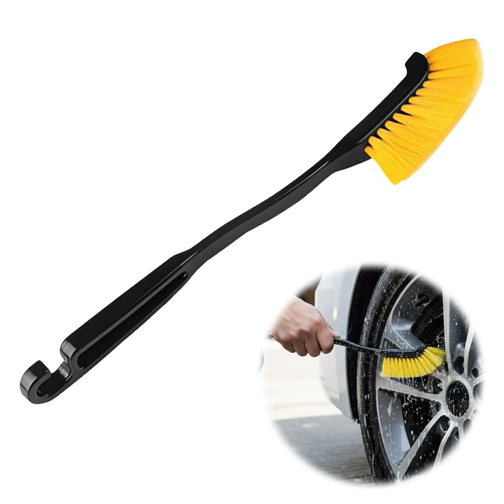 ELEPHANTBOAT® Car Wheel Rim Gap Cleaning Brush 11.8'' Flexible Nylon Bristles, Detailing Tool for Wheels, Tires, Grilles & Hard-to-Reach Car Crevices, Easy Grip with Hanging Hook