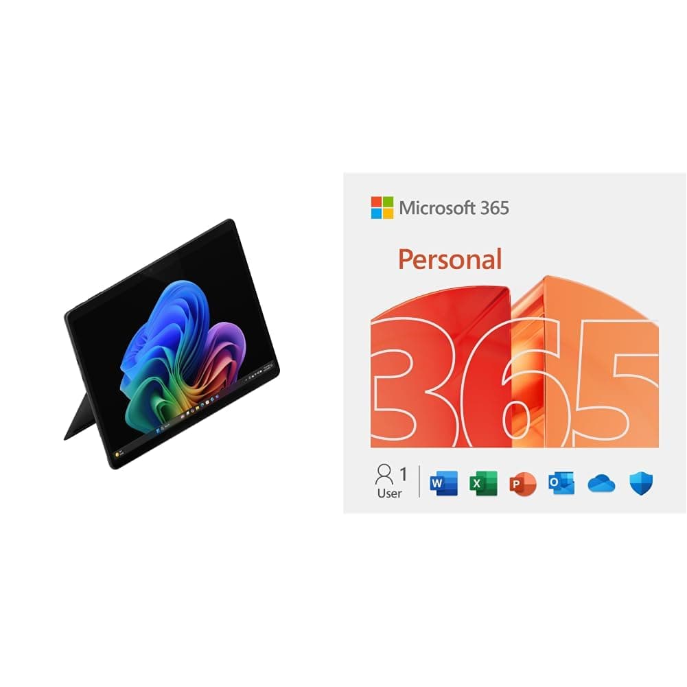 Microsoft Surface Pro 13" | OLED | 12 Core | Copilot+PC | 120Hz Display | Snapdragon X2 Elite | 16GB RAM | 1TB SSD | Black | KSA Version with Microsoft 365 Personal [Digital Code]