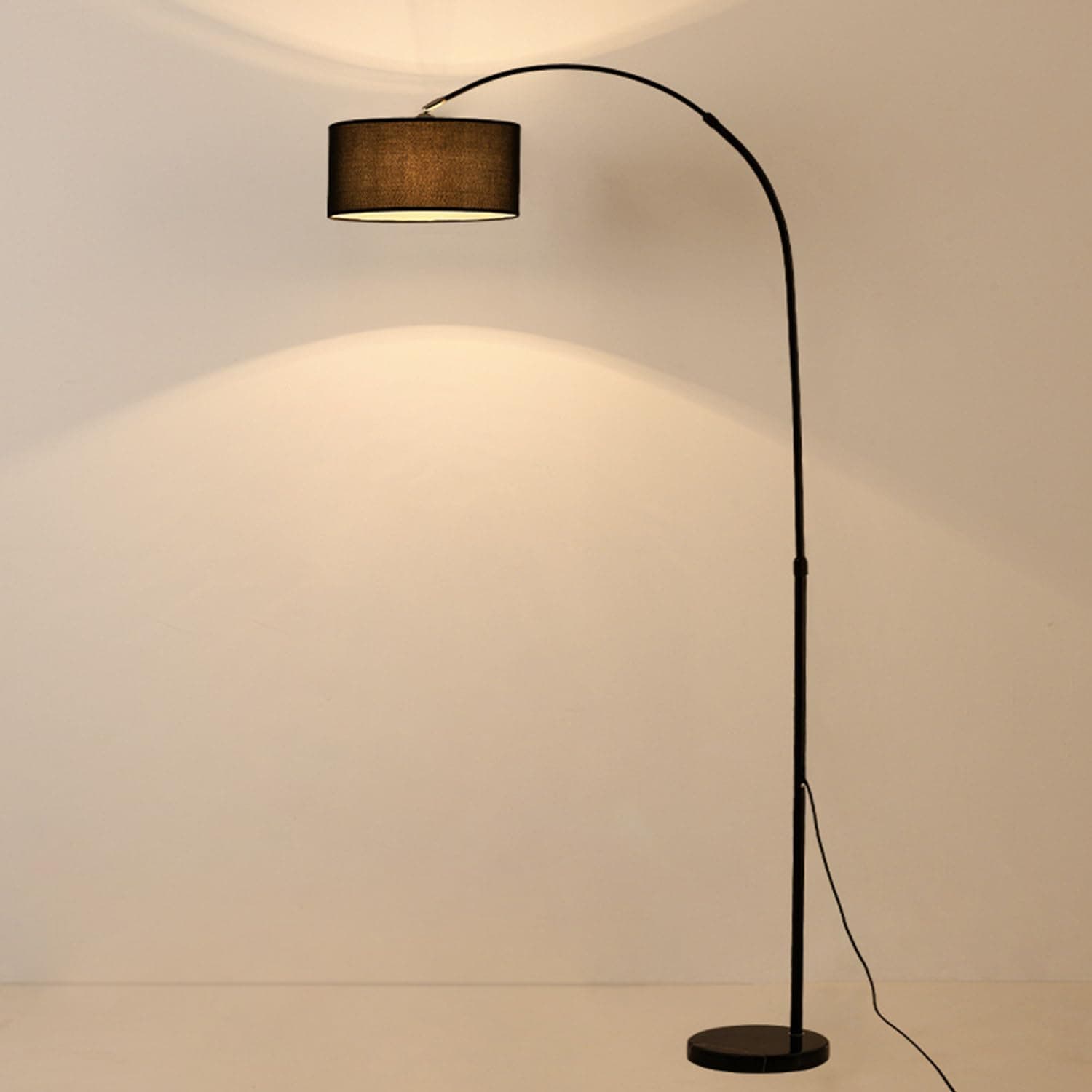 Floor Lamp Metal Trim Led Adjustable Reading arc Floor Lamp, Bulb Containing, Suitable for Office Indoor Bedroom Headboard Family Living Room (Black)